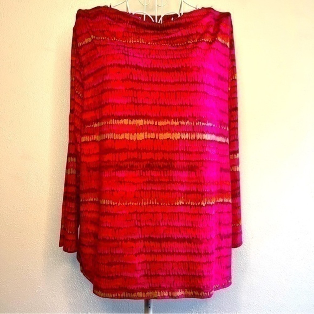 Ruby Rd. petite boat- necked, long-sleeved pink top, Sz PXL. Preowned. EUC.
